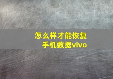 怎么样才能恢复手机数据vivo