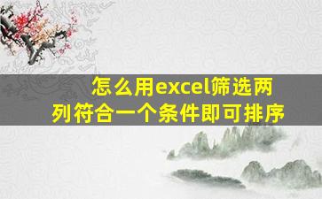 怎么用excel筛选两列符合一个条件即可排序