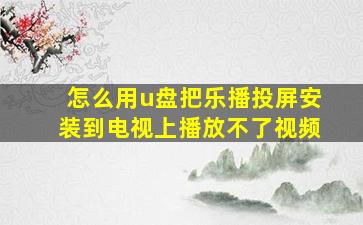 怎么用u盘把乐播投屏安装到电视上播放不了视频