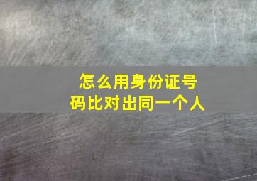 怎么用身份证号码比对出同一个人