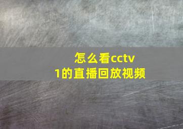 怎么看cctv1的直播回放视频