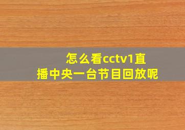 怎么看cctv1直播中央一台节目回放呢