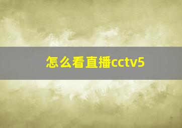 怎么看直播cctv5