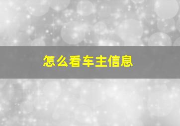 怎么看车主信息