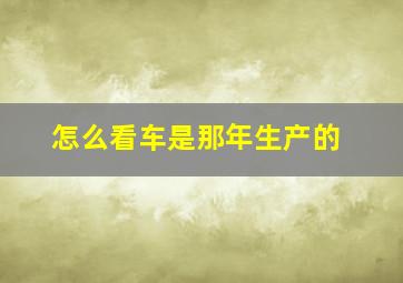 怎么看车是那年生产的