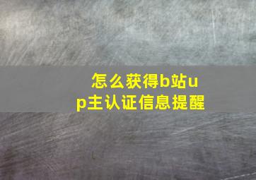 怎么获得b站up主认证信息提醒