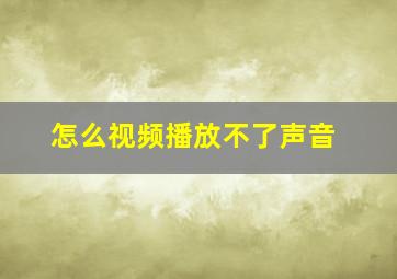 怎么视频播放不了声音