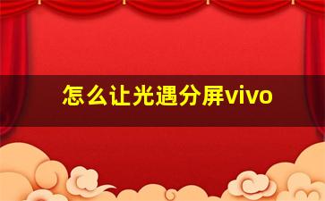 怎么让光遇分屏vivo