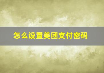 怎么设置美团支付密码