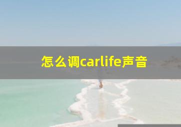 怎么调carlife声音