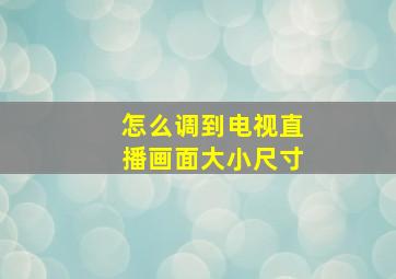 怎么调到电视直播画面大小尺寸