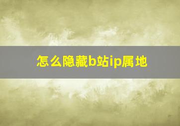 怎么隐藏b站ip属地