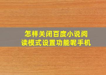 怎样关闭百度小说阅读模式设置功能呢手机