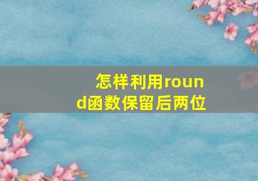 怎样利用round函数保留后两位