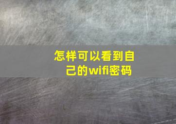 怎样可以看到自己的wifi密码