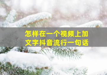 怎样在一个视频上加文字抖音流行一句话