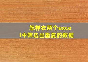 怎样在两个excel中筛选出重复的数据