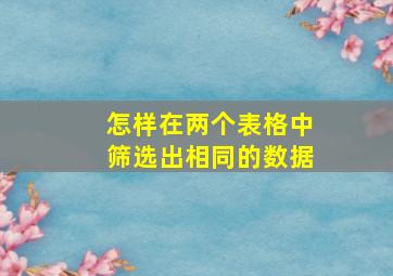 怎样在两个表格中筛选出相同的数据