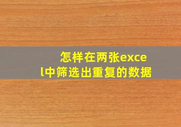 怎样在两张excel中筛选出重复的数据