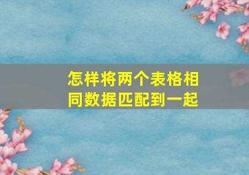 怎样将两个表格相同数据匹配到一起