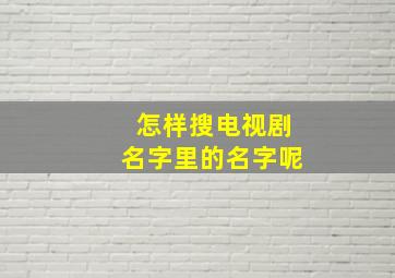 怎样搜电视剧名字里的名字呢