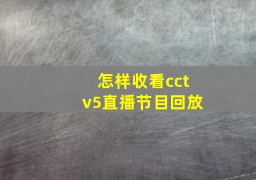 怎样收看cctv5直播节目回放