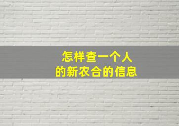 怎样查一个人的新农合的信息