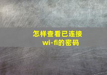 怎样查看已连接wi-fi的密码