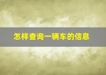 怎样查询一辆车的信息