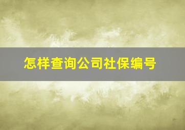 怎样查询公司社保编号