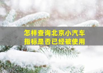 怎样查询北京小汽车指标是否已经被使用