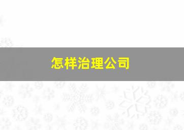 怎样治理公司