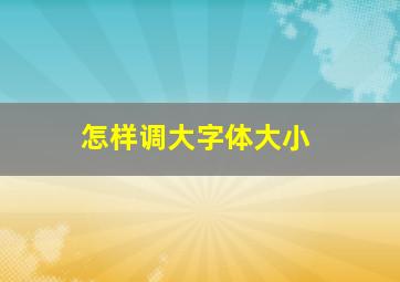 怎样调大字体大小