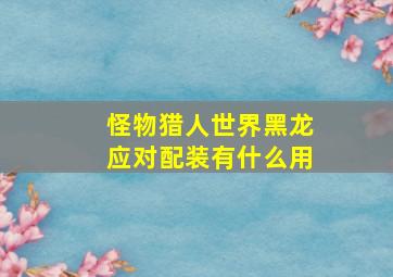 怪物猎人世界黑龙应对配装有什么用