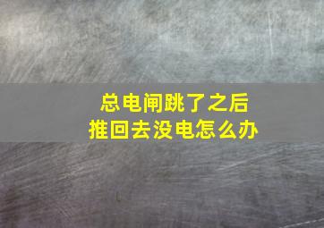 总电闸跳了之后推回去没电怎么办