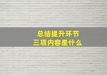 总结提升环节三项内容是什么