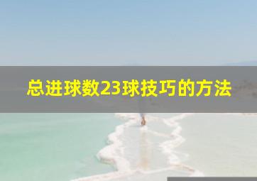 总进球数23球技巧的方法