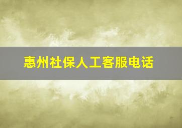 惠州社保人工客服电话