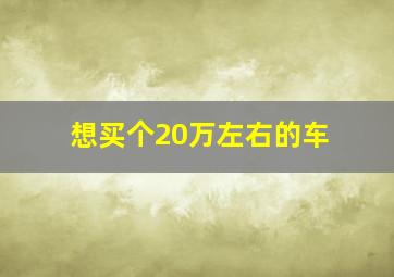 想买个20万左右的车