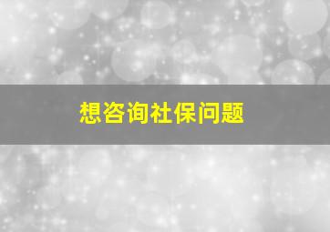 想咨询社保问题