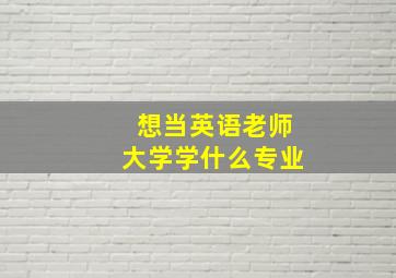 想当英语老师大学学什么专业