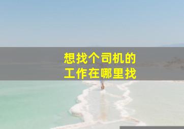 想找个司机的工作在哪里找