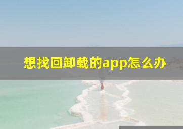 想找回卸载的app怎么办