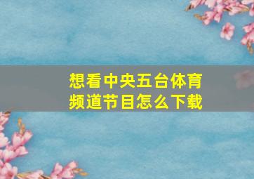 想看中央五台体育频道节目怎么下载