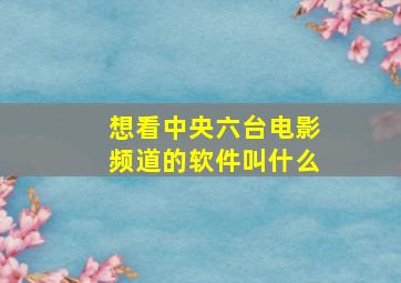 想看中央六台电影频道的软件叫什么