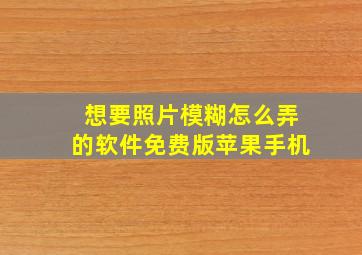 想要照片模糊怎么弄的软件免费版苹果手机