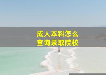 成人本科怎么查询录取院校