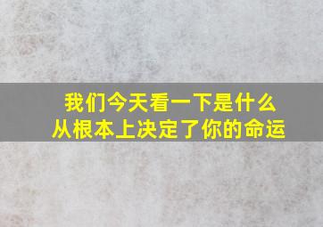 我们今天看一下是什么从根本上决定了你的命运