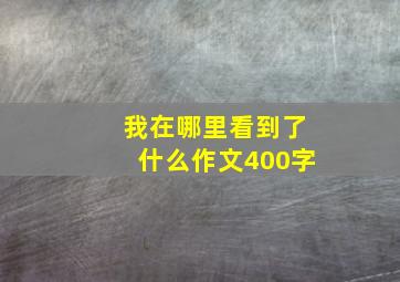 我在哪里看到了什么作文400字