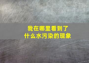 我在哪里看到了什么水污染的现象